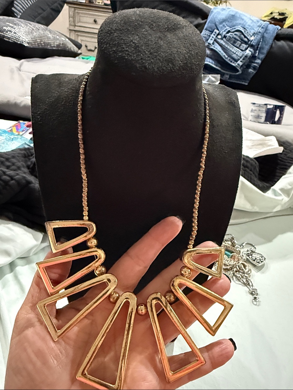 New York & Company NY Gold-Tone Geometric Statement Bib Necklace